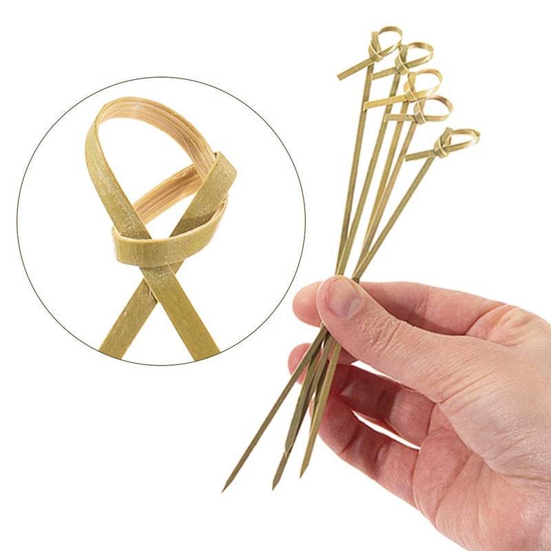DC-BEAUTIFUL 200 Pack Natural Bamboo Knot Skewers, 6 Inch Bamboo Twisted End Cocktail Picks, Appetizer Picks for Party Snacks Club Sandwiches Finger Food Barbecue Must (6.0â€) - Image 4
